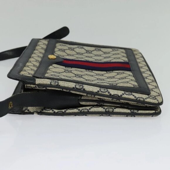 GUCCI GG Supreme Sherry Line Shoulder Bag PVC Navy Gold 41 02 013 Auth ep10484 - Picture 5 of 14